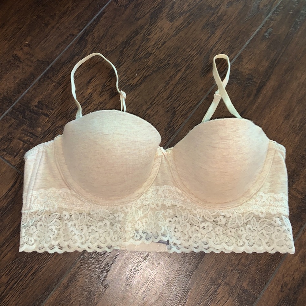 Cream Cotton Lace Bra- Aerie